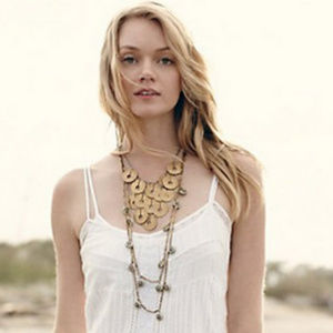 Anthropologie boho round coin statement necklace